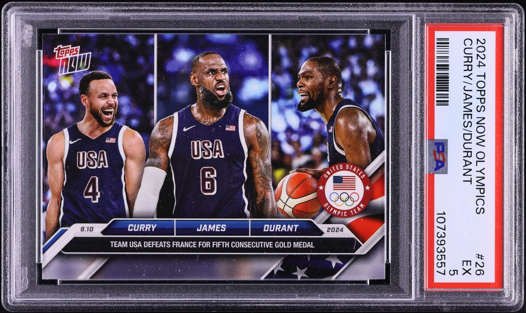 2024 Topps Now Olympics Stephen Curry LeBron James Kevin Durant #26 PSA 5 EX