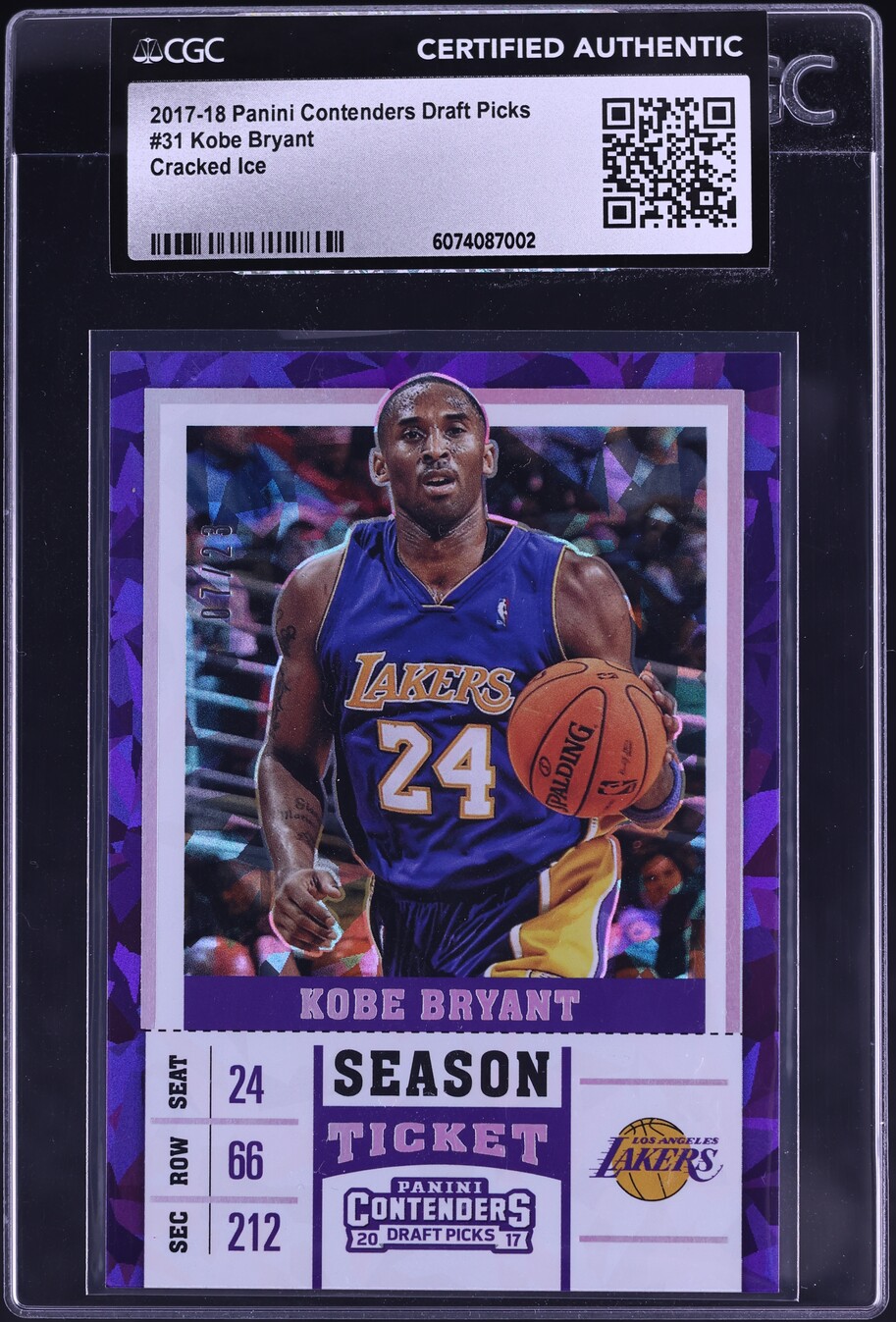 2017 Panini Contenders Draft Picks Cracked Ice Kobe Bryant /23 #31 CGC AUTH