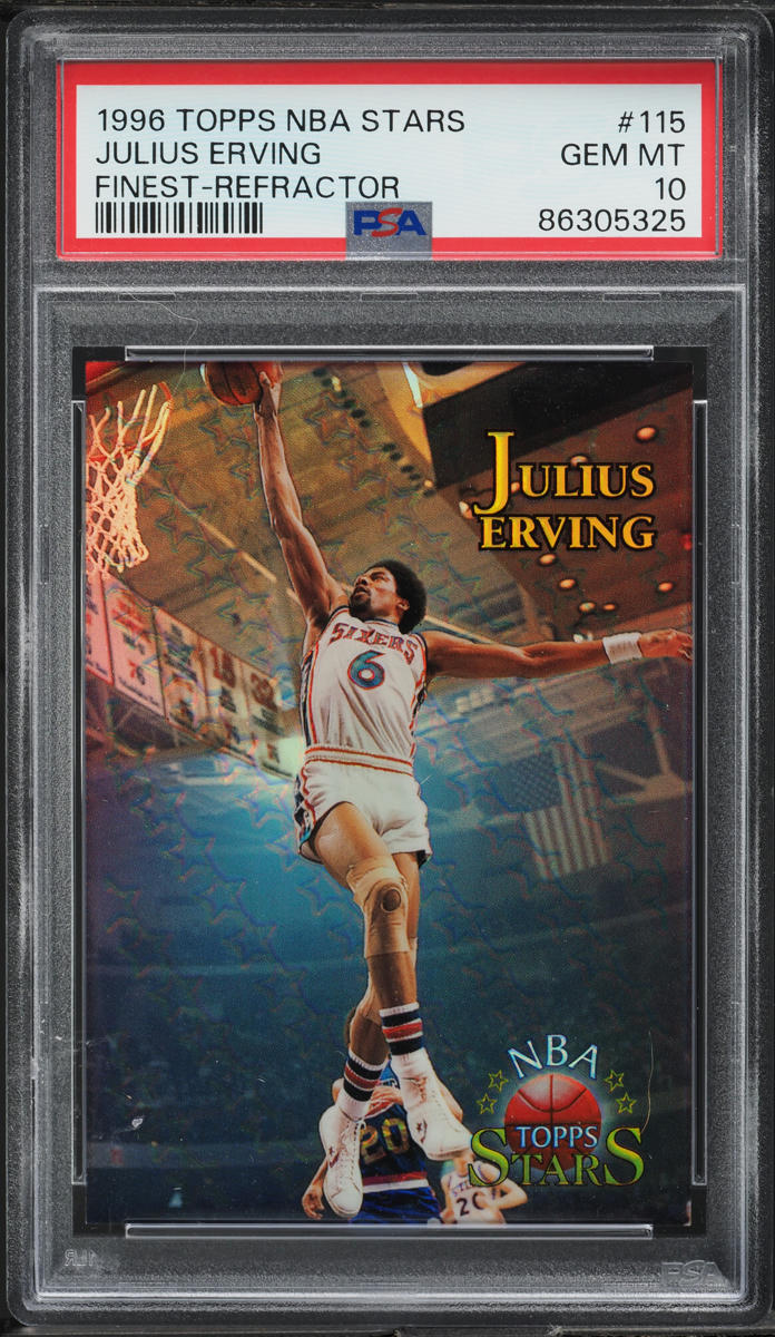 1996 Topps NBA Stars Finest Refractor Julius Erving #115 PSA 10 GEM MINT