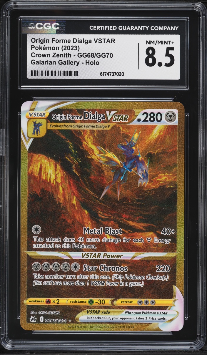 2023 Pokemon Sword & Shield Crown Zenith Gold Rare Origin Forme Dialga VSTAR #GG68 CGC 8.5