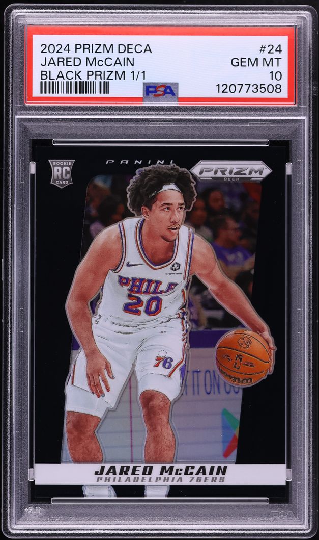 2024 Panini Prizm Deca Black Prizm Jared McCain ROOKIE 1/1 #24 PSA 10 GEM MINT