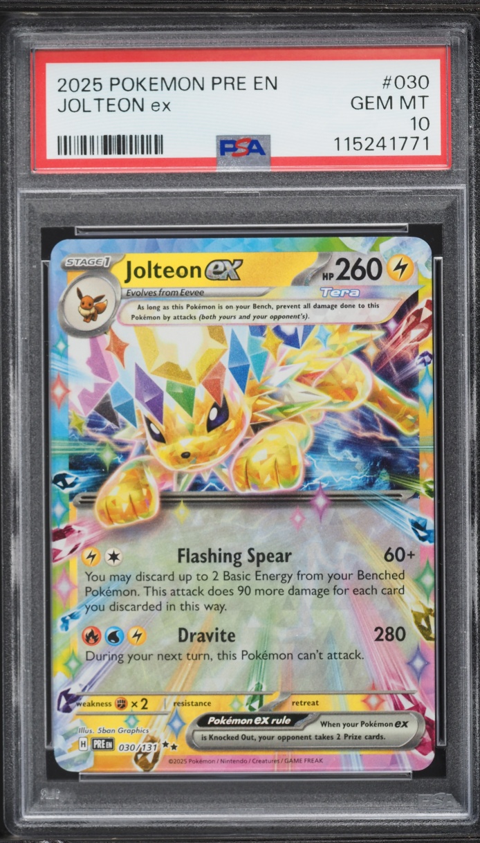 2025 Pokemon Scarlet & Violet Prismatic Evolutions Holo Jolteon ex #30 PSA 10 GEM MINT