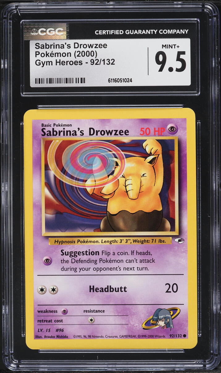 2000 Pokemon Gym Heroes Sabrina's Drowzee #92 CGC 9.5 MINT+