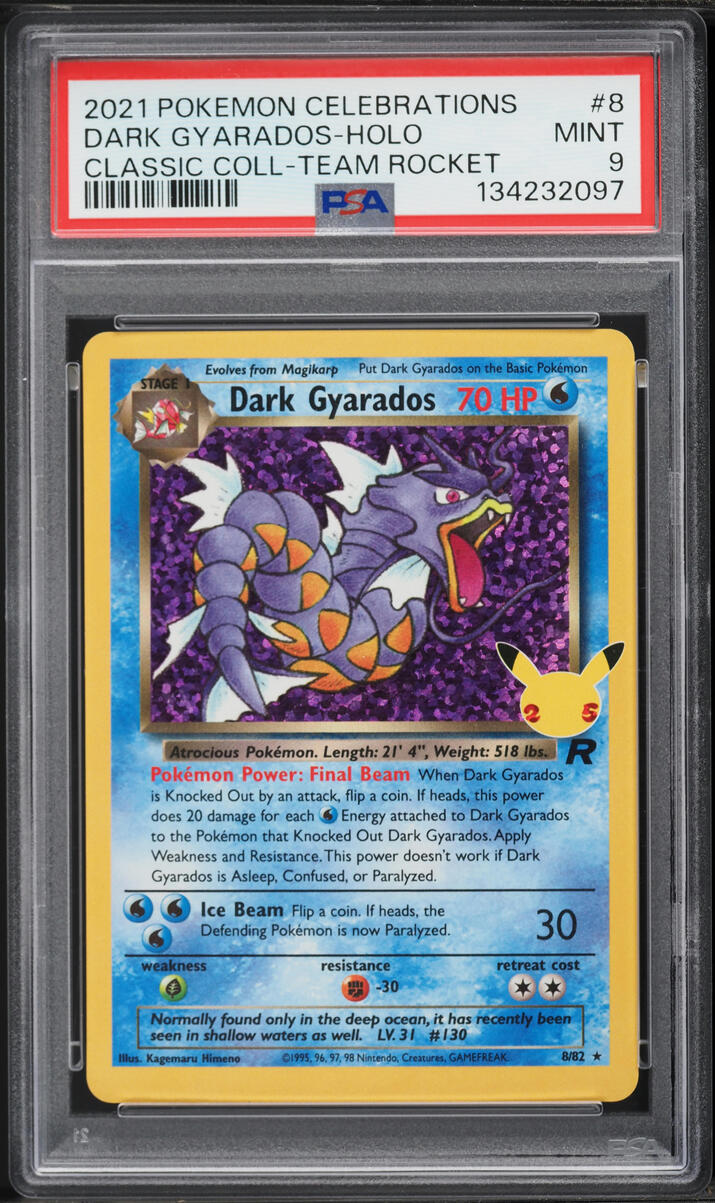 2021 Pokemon Sword & Shield Celebrations Classic Collection Holo Dark Gyarados #8 PSA 9 MINT