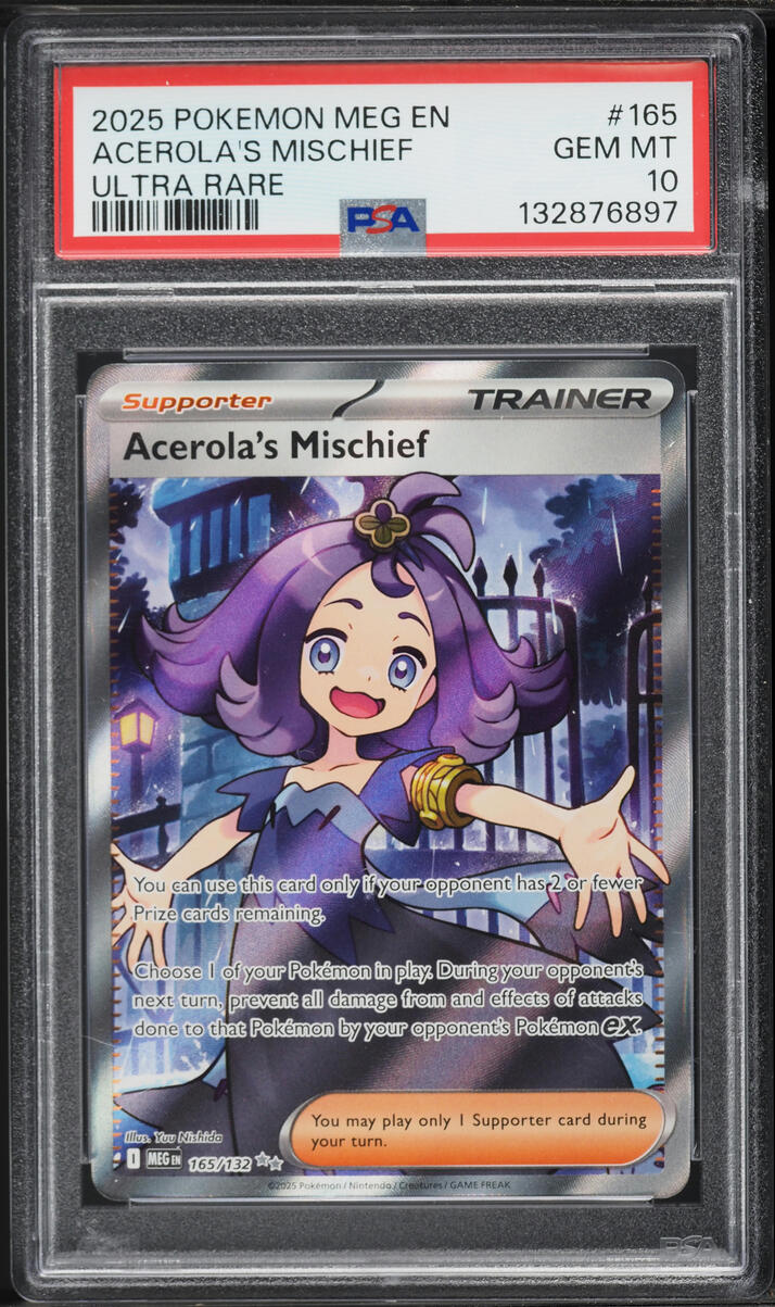 2025 Pokemon Mega Evolution Full Art Acerola's Mischief #165 PSA 10 GEM MINT