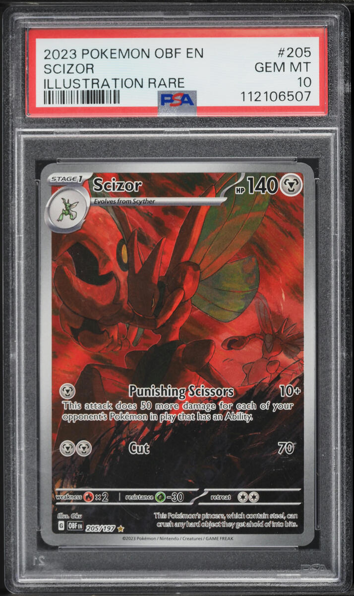 2023 Pokemon Scarlet & Violet Obsidian Flames IR Scizor #205 PSA 10 GEM MINT
