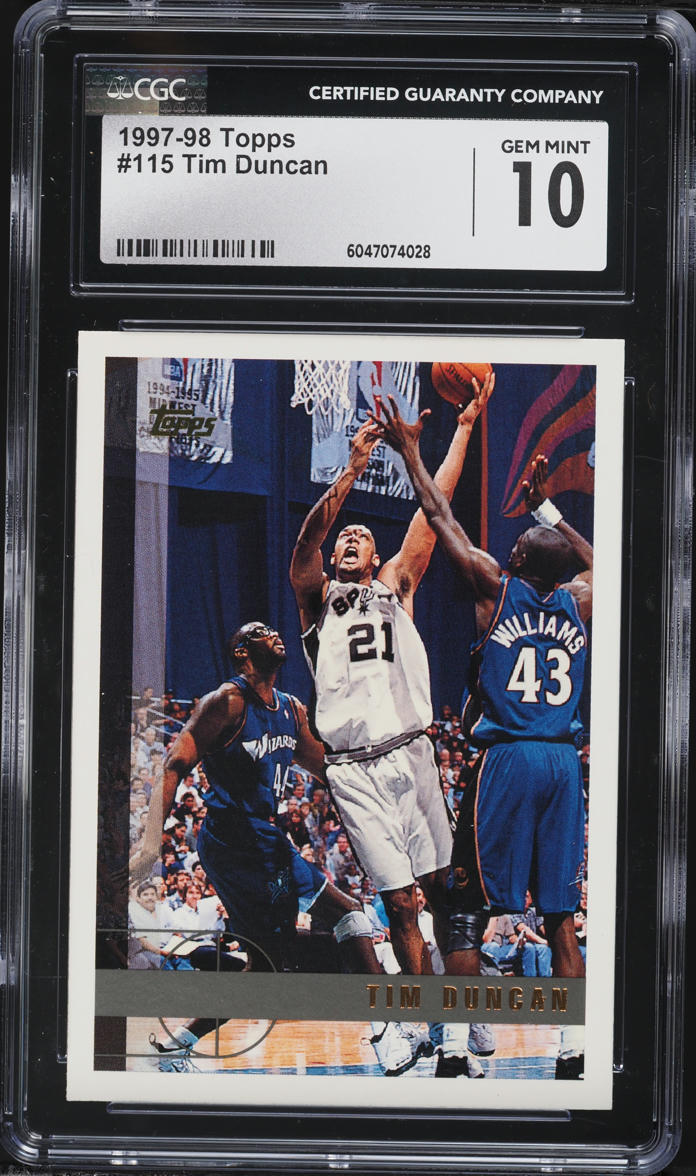 1997 Topps Basketball Tim Duncan ROOKIE #115 CGC 10 GEM MINT