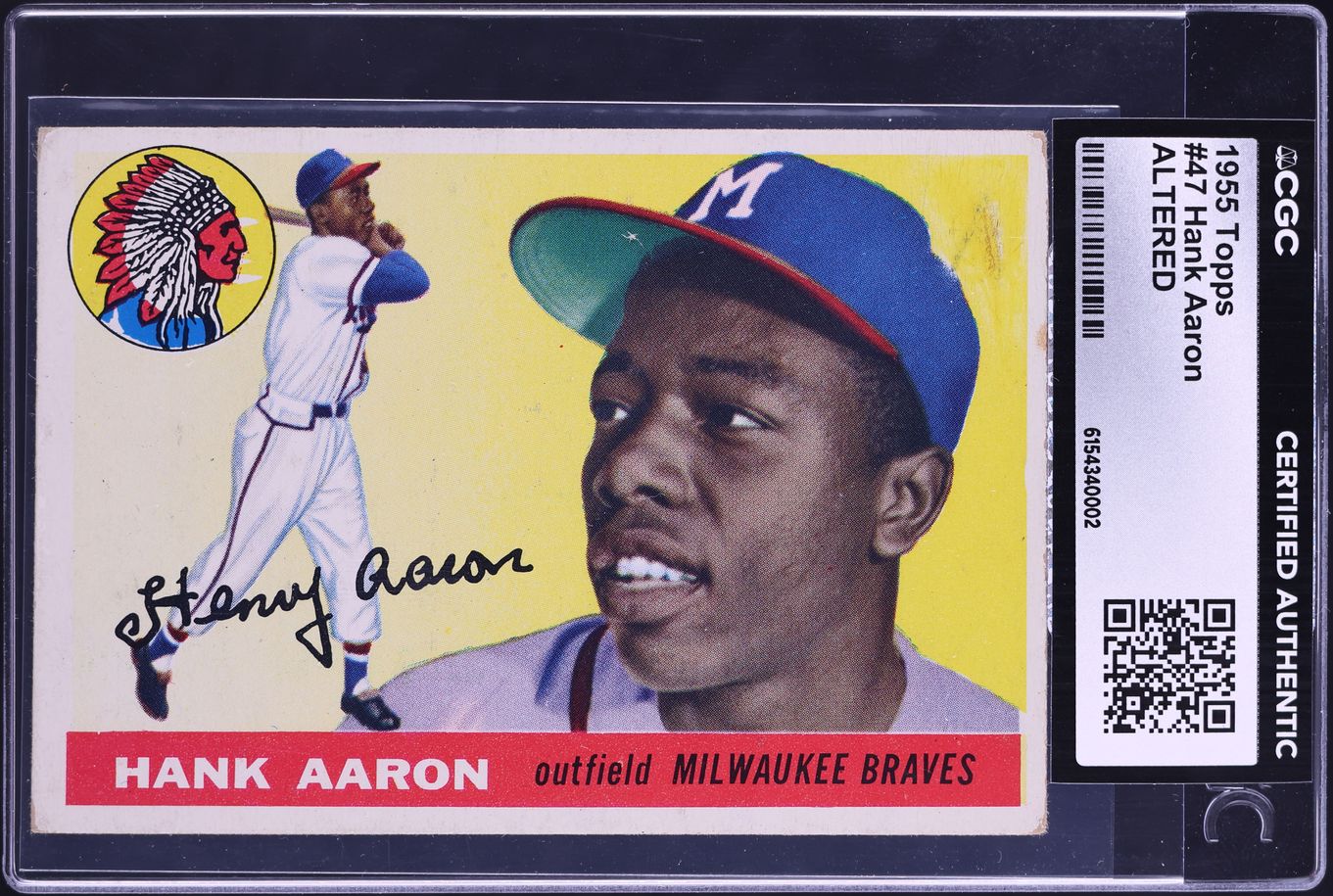 1955 Topps Hank Aaron #47 CGC ALTERED AUTH