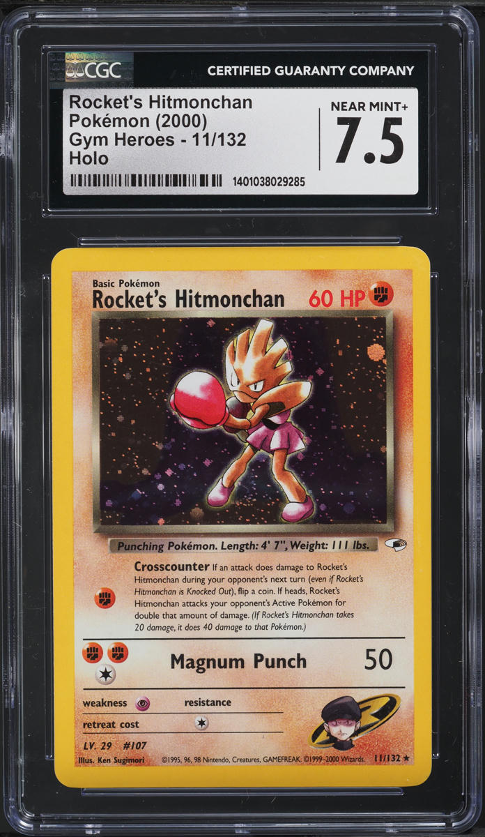 2000 Pokemon Gym Heroes Holo Rocket's Hitmonchan #11 CGC 7.5 NRMT+
