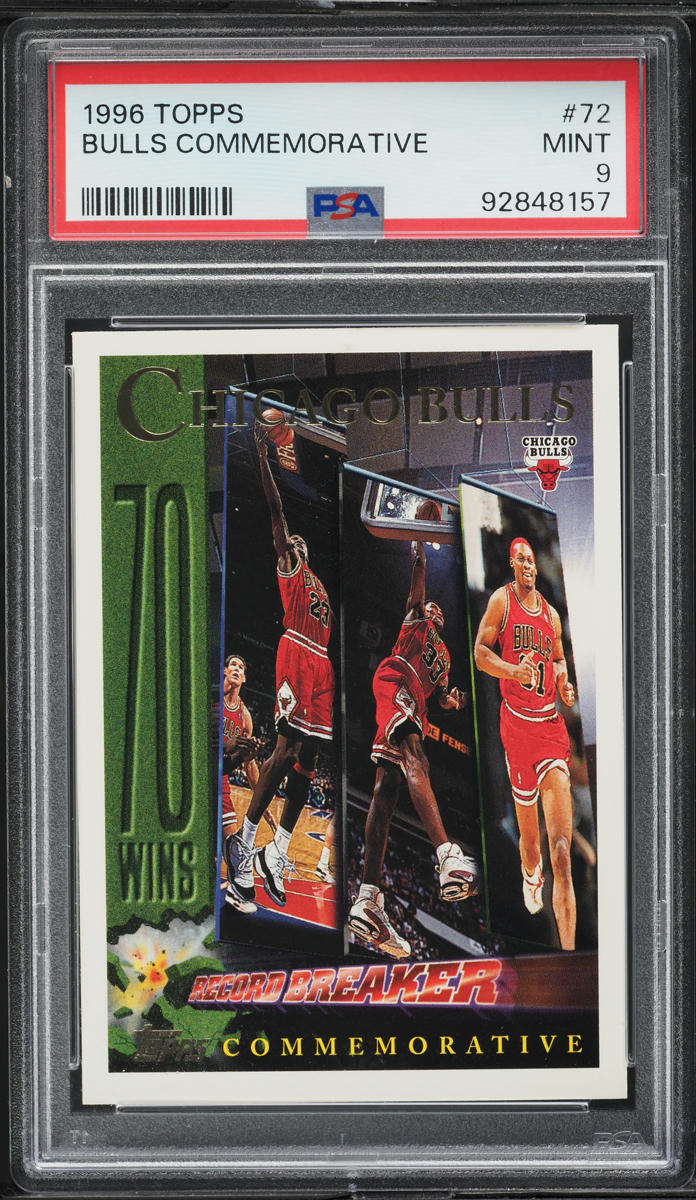 1996 Topps Basketball Chicago Bulls w/ Michael Jordan #72 PSA 9 MINT