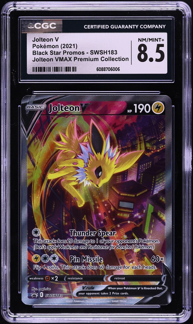 2021 Pokemon Sword & Shield Promo Premium Collection Jolteon V #SWSH183 CGC 8.5 NM-MT+