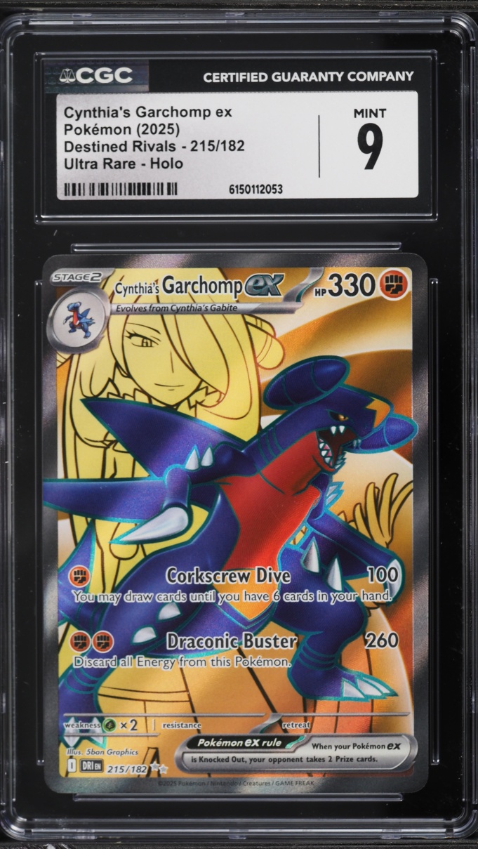 2025 Pokemon Scarlet & Violet Destined Rivals Full Art Cynthia's Garchomp EX #215 CGC 9 MINT
