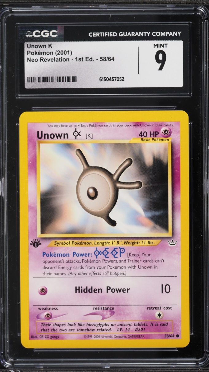2001 Pokemon Neo Revelation 1st Edition Unown K #58 CGC 9 MINT