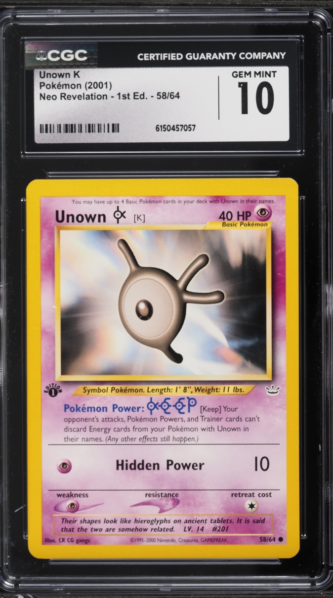 2001 Pokemon Neo Revelation 1st Edition Unown K #58 CGC 10 GEM MINT