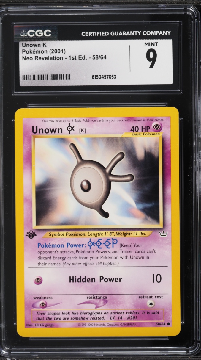 2001 Pokemon Neo Revelation 1st Edition Unown K #58 CGC 9 MINT