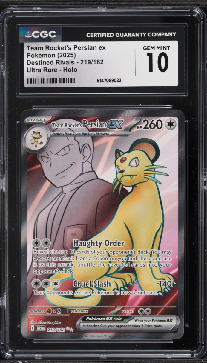 2025 Pokemon Scarlet & Violet Destined Rivals Full Art Team Rocket's Persian ex #219 CGC 10 GEM