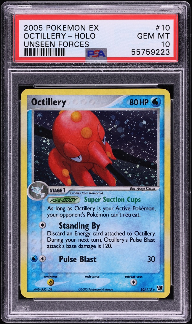 2005 Pokemon EX Unseen Forces Holo Octillery #10 PSA 10 GEM MINT