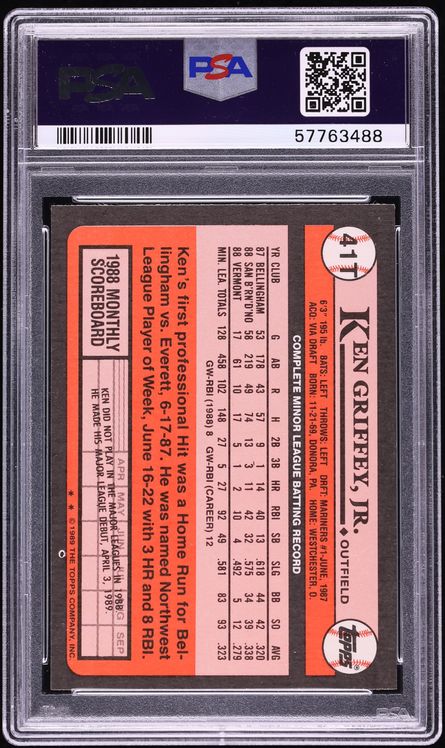 1989 Topps Traded Ken Griffey Jr. ROOKIE #41T PSA 9 MINT