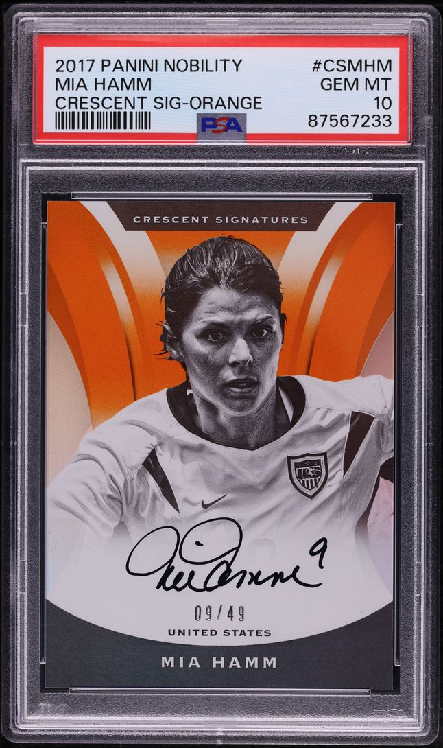 2017 Panini Nobility Crescent Orange Mia Hamm AUTO /49 #CS-MHM PSA 10 GEM MINT
