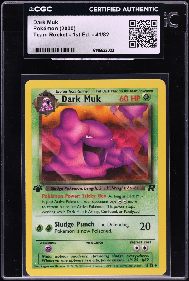 2000 Pokemon Team Rocket 1st Edition Dark Muk #41 CGC AUTH