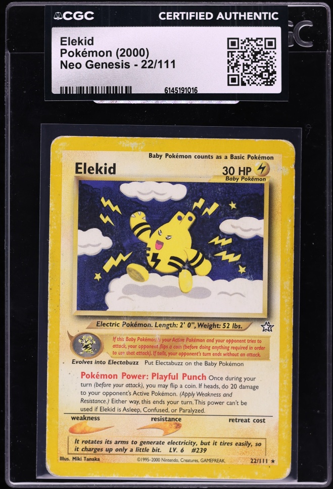 2000 Pokemon Neo Genesis Elekid #22 CGC AUTH