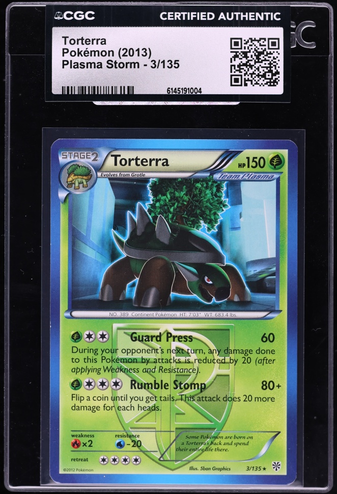 2013 Pokemon Black & White Plasma Storm Torterra #3 CGC AUTH