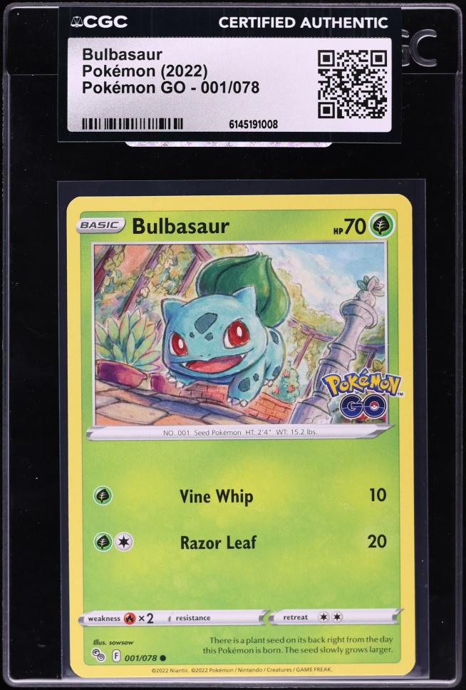 2022 Pokemon Sword & Shield Pokemon GO Bulbasaur #1 CGC AUTH