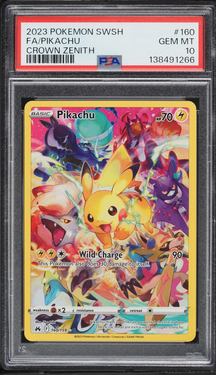 2023 Pokemon Sword & Shield Crown Zenith Full Art Pikachu #160 PSA 10 GEM MINT