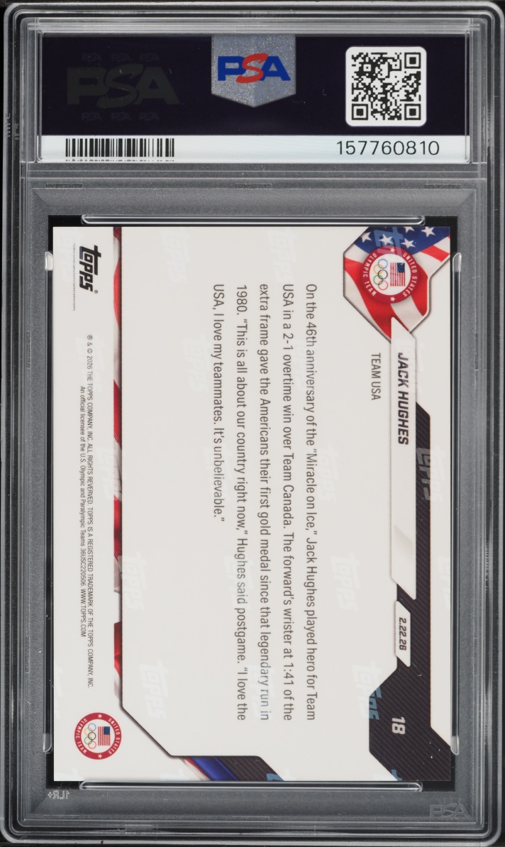 2026 Topps Now Olympics Jack Hughes #18 PSA 9 MINT