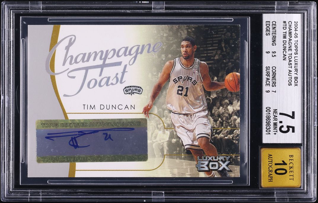 2004 Topps Luxury Box Champagne Toast Tim Duncan AUTO /100 #CT-TD BGS 7.5 NRMT+