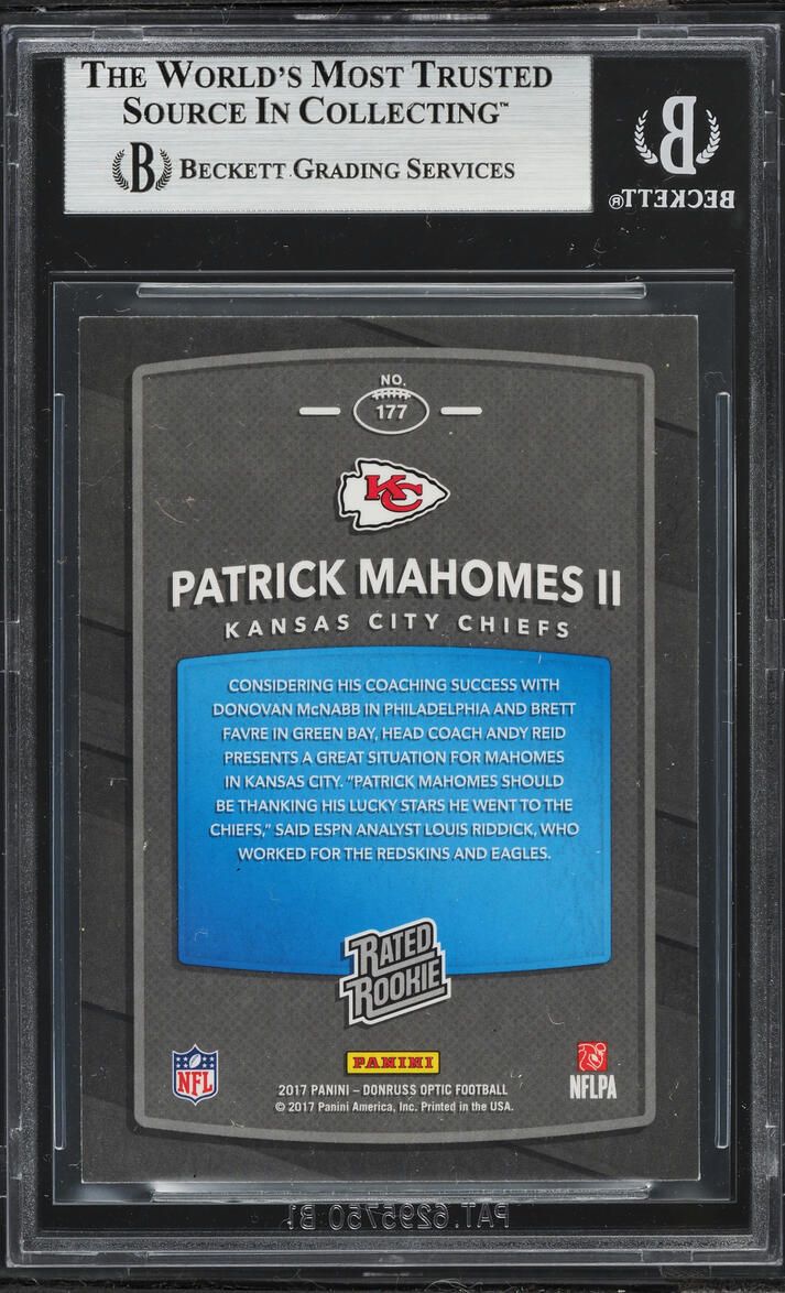 2017 Donruss Optic Patrick Mahomes II ROOKIE #177 BGS 8.5 NM-MT+