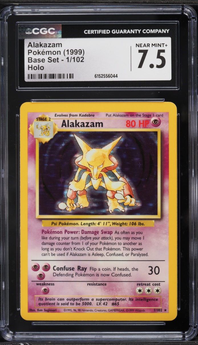 1999 Pokemon Base Set Holo Alakazam #1 CGC 7.5 NRMT+