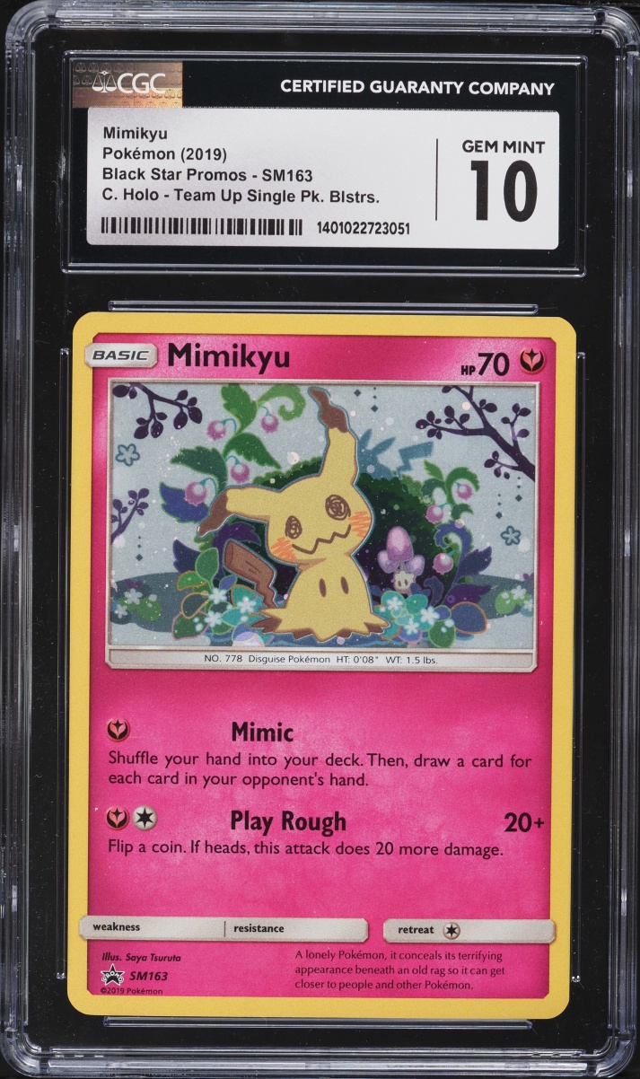 2019 Pokemon Sun & Moon Black Star Promo Team Up Holo Mimikyu #SM163 CGC 10 GEM MINT