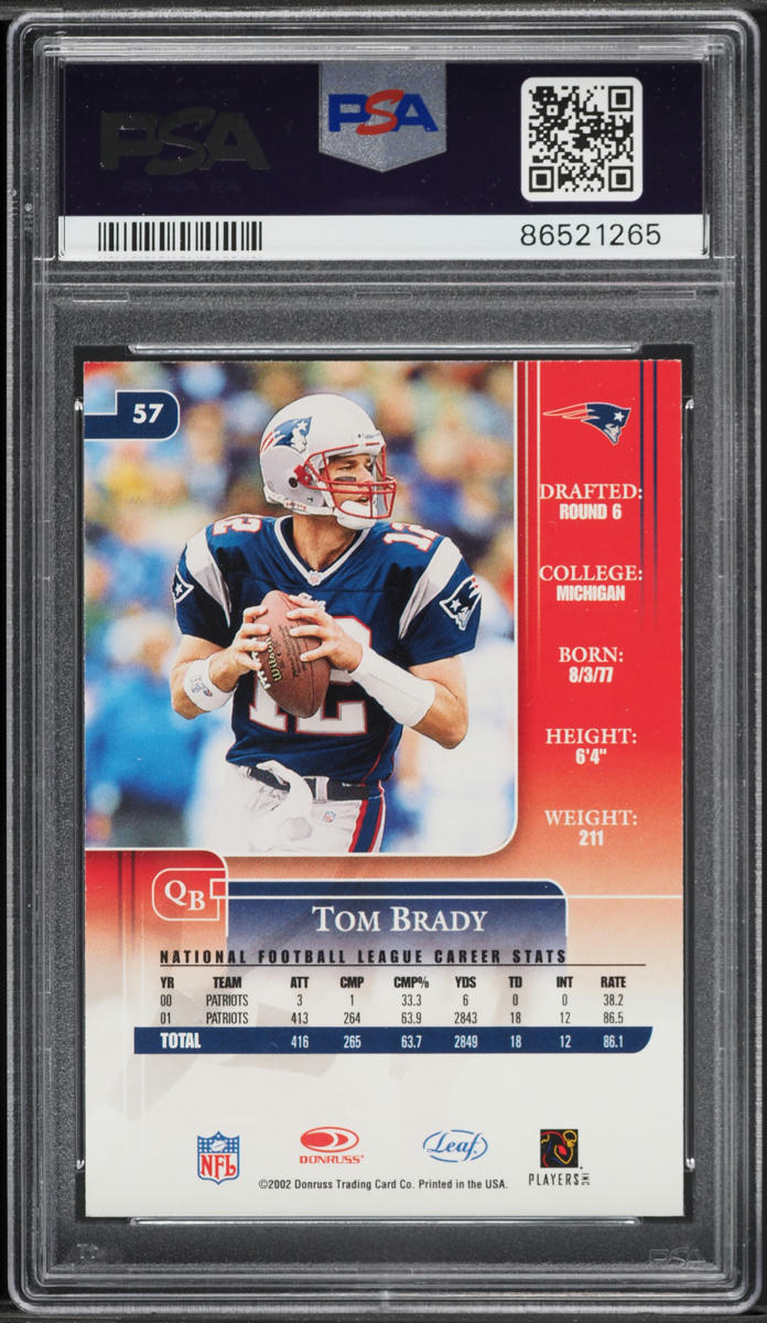 2002 Leaf Rookies & Stars Tom Brady #57 PSA 7 NRMT