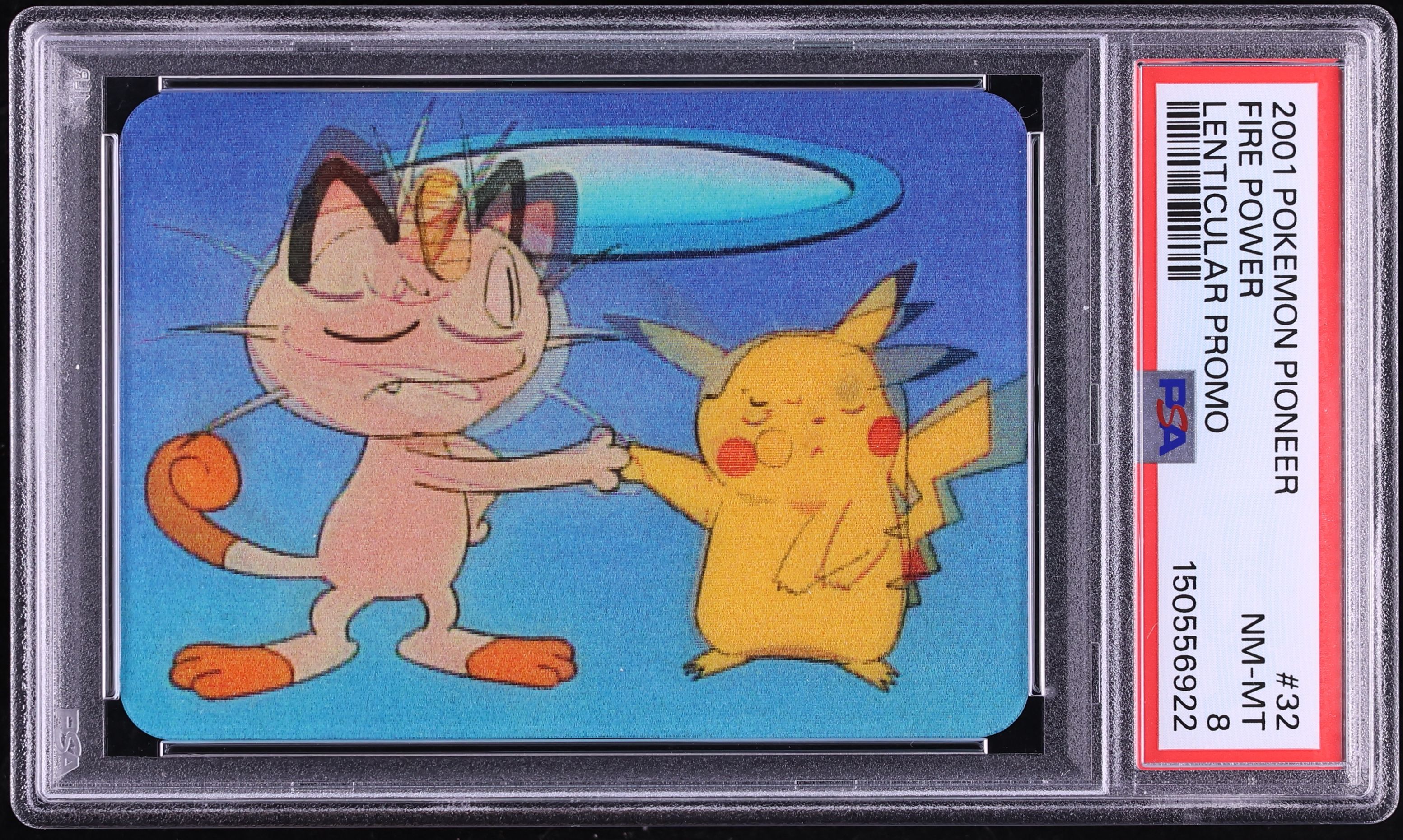 2001 Pokemon Pioneer Lenticular Promo Fire Power #32 PSA 8 NM-MT