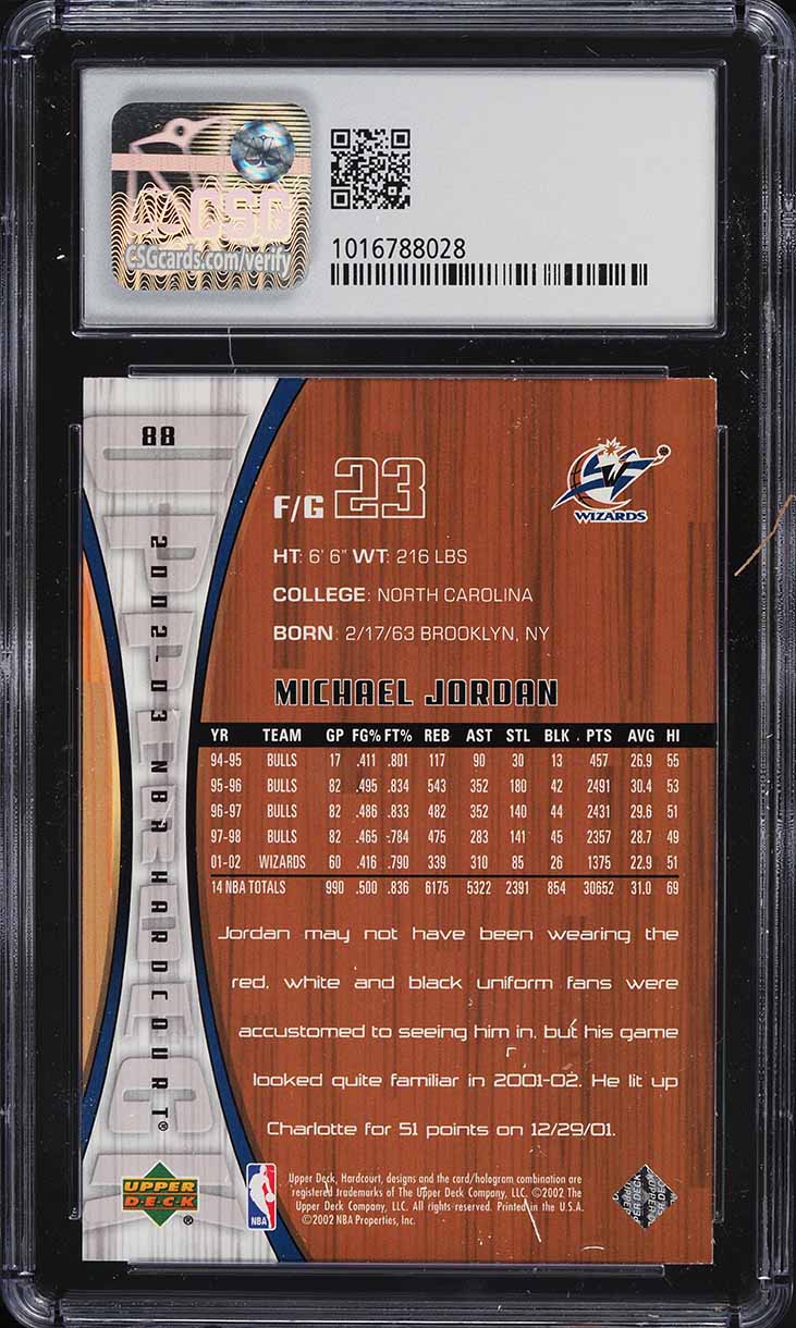2002 Upper Deck Hardcourt Michael Jordan #88 CSG 9 MINT