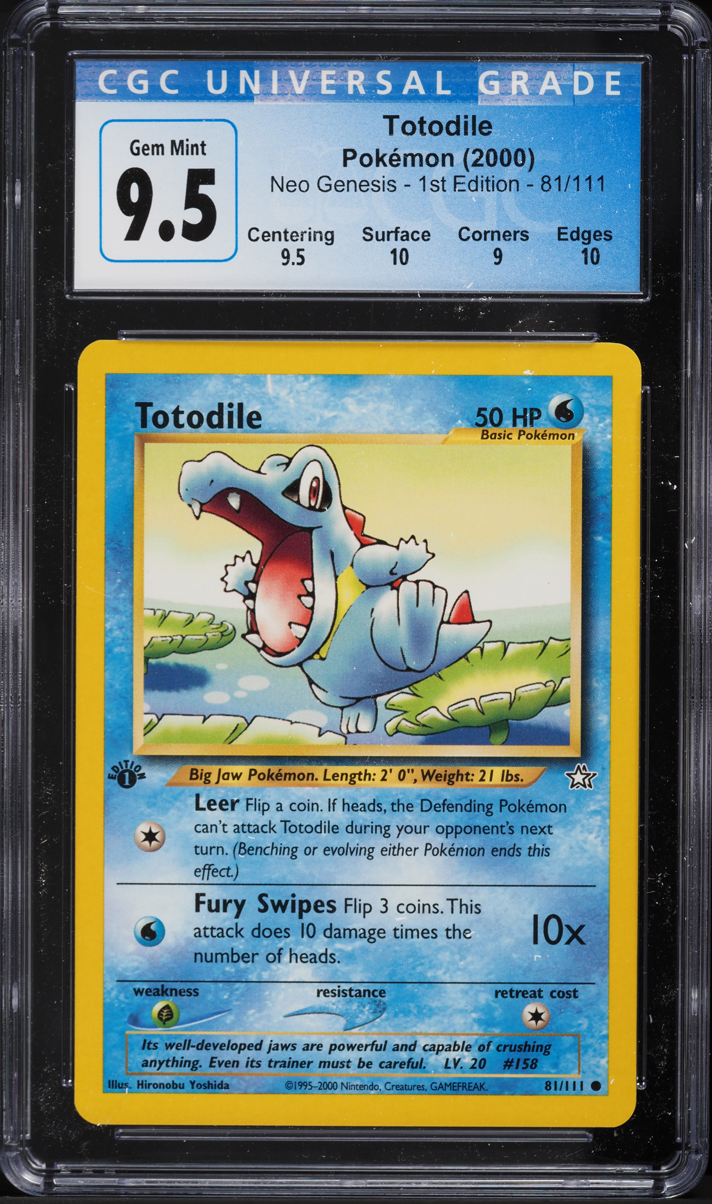 2000 Pokemon Neo Genesis 1st Edition Totodile #81 CGC 9.5 GEM MINT