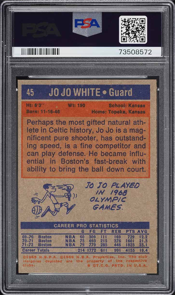 1972 Topps Basketball Jo Jo White #45 PSA 8 NM-MT