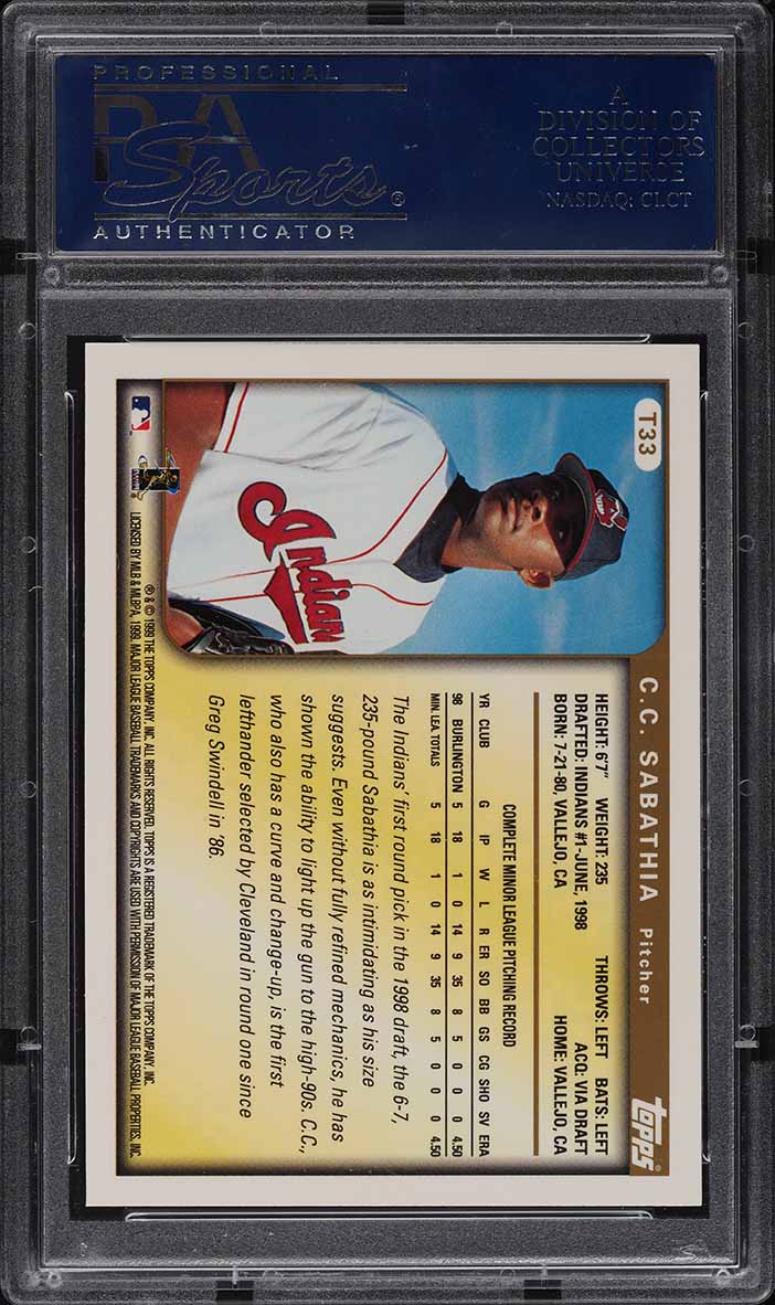 1999 Topps Traded C.C. Sabathia ROOKIE RC #T33 PSA 10 GEM MINT