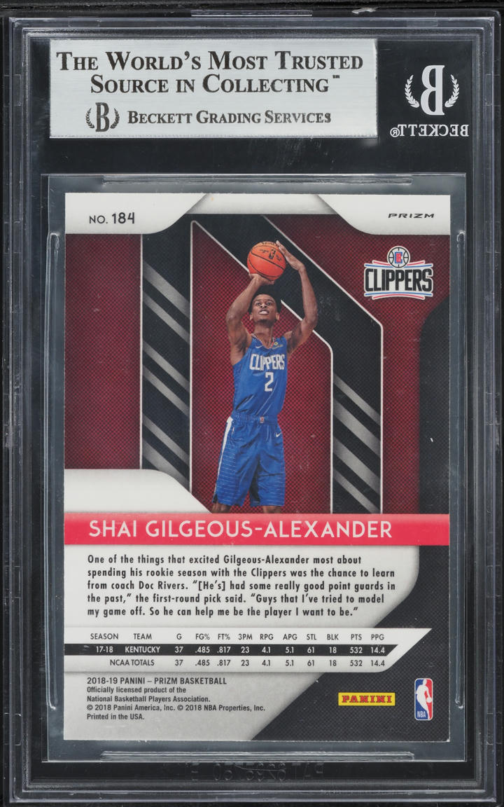 2018 Panini Prizm Silver Shai Gilgeous-Alexander ROOKIE #184 BGS 8.5 NM-MT+