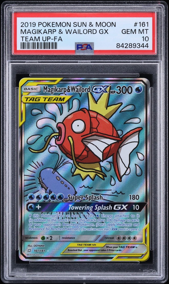 2019 Pokemon Sun & Moon Team Up Full Art Magikarp & Wailord GX #161 PSA 10 GEM MINT