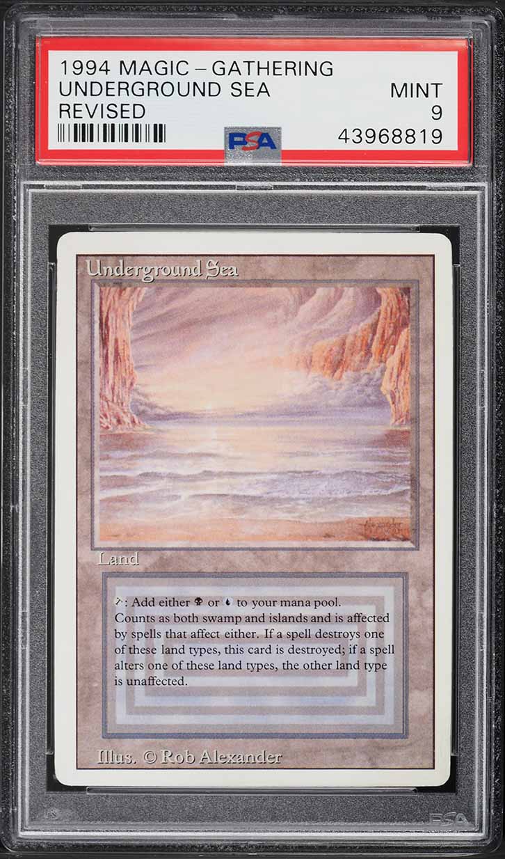 1994 Magic The Gathering MTG Revised Dual Land Underground Sea R L PSA 9 MINT