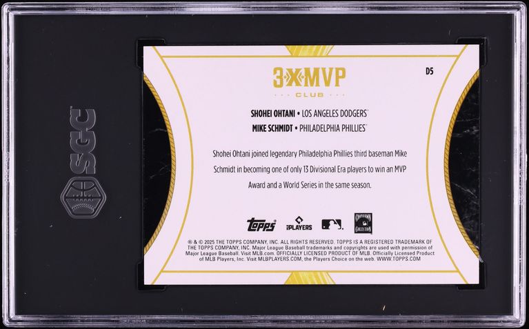 2025 Topps Welcome To The Club MVP Dual Blue Foil Ohtani Schmidt /150 #D5 SGC 10 GEM MINT