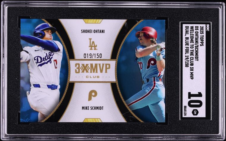 2025 Topps Welcome To The Club MVP Dual Blue Foil Ohtani Schmidt /150 #D5 SGC 10 GEM MINT