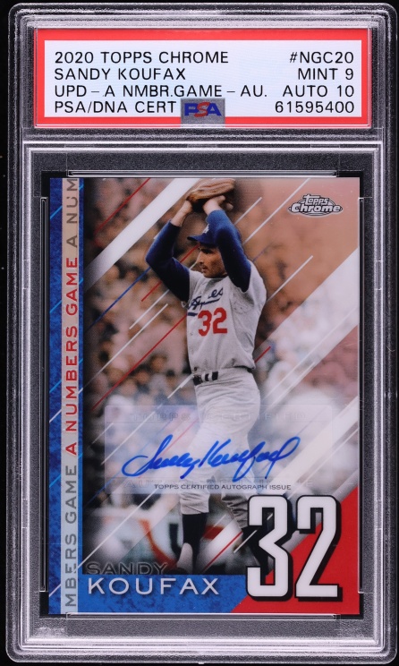 2020 Topps Chrome Update A Numbers Game Sandy Koufax AUTO DNA 10 /5 #NGC-20 PSA 9 MINT