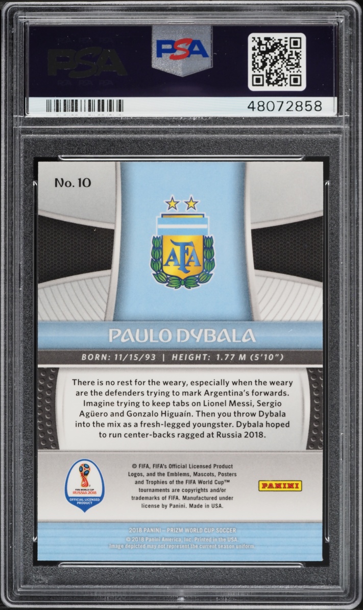 2018 Panini Prizm World Cup Paulo Dybala #10 PSA 9 MINT