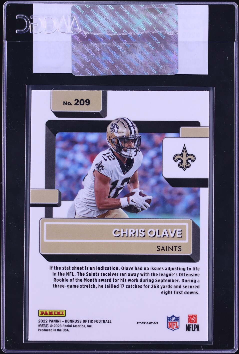 2022 Donruss Optic Pink Chris Olave ROOKIE #209 CGC AUTH