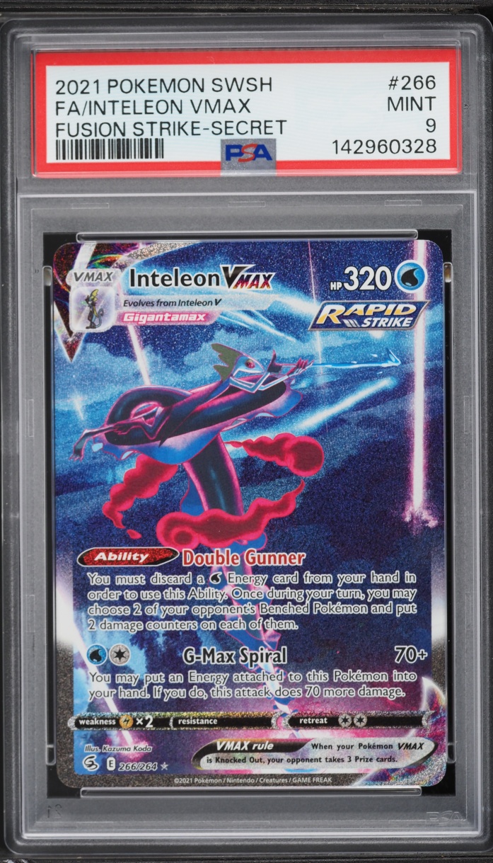 2021 Pokemon Sword & Shield Fusion Strike Alt Art Inteleon VMAX #266 PSA 9 MINT