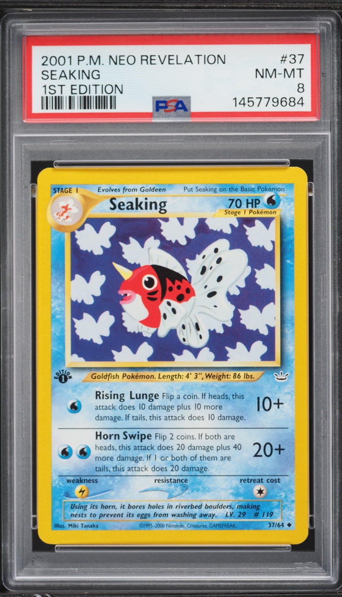 2001 Pokemon Neo Revelation 1st Edition Seaking #37 PSA 8 NM-MT