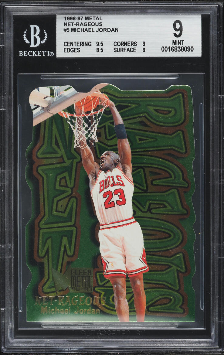 1996 Metal Net-Rageous Die-Cut Michael Jordan #5 BGS 9 MINT